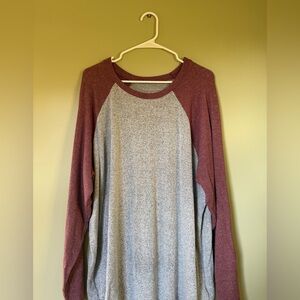 American Eagle Outfitters Maroon and Gray Soft & Sexy Top